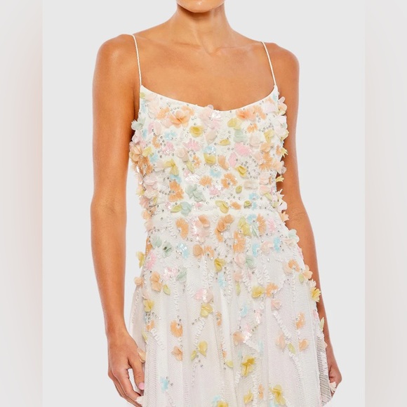 MAC DUGGAL
Beaded 3D Flower Cami Ruffled Hugh Low Lace Up Gown - Picture 4 of 15